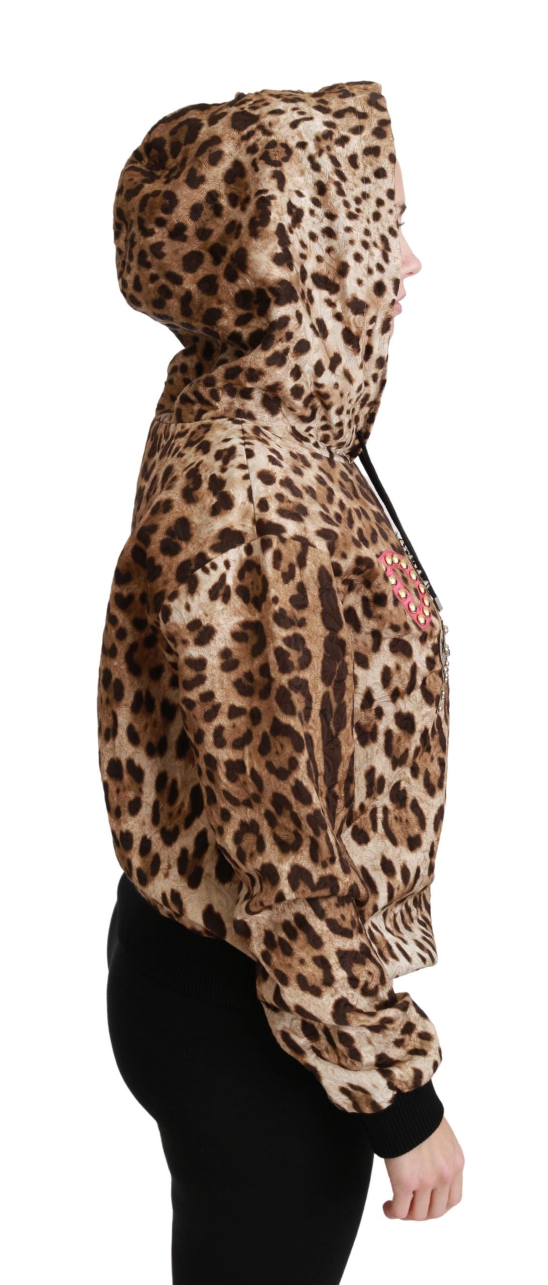 Suéter elegante con capucha y estampado de leopardo