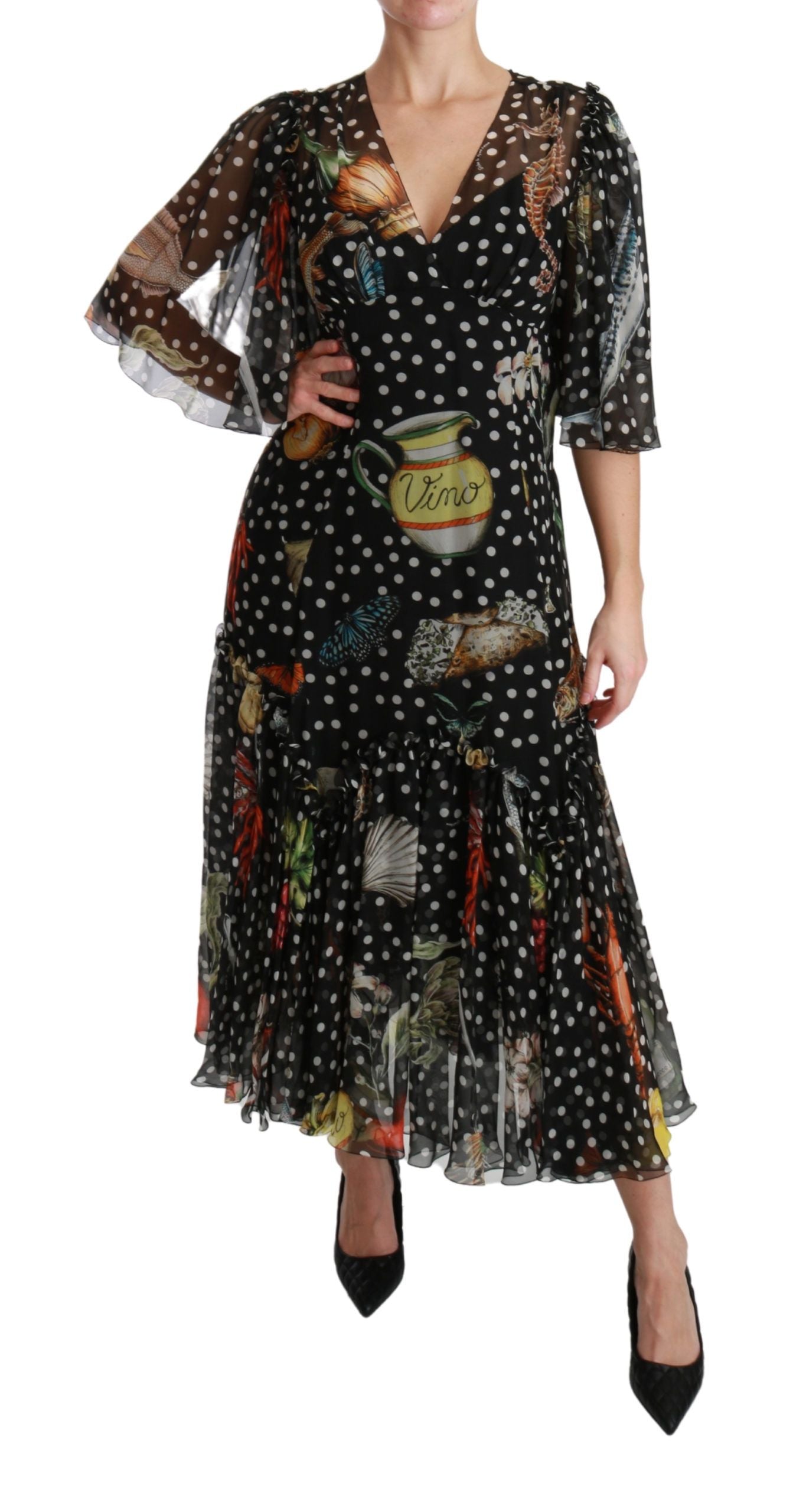 Elegantes plissiertes Maxikleid aus Seide in A-Linie