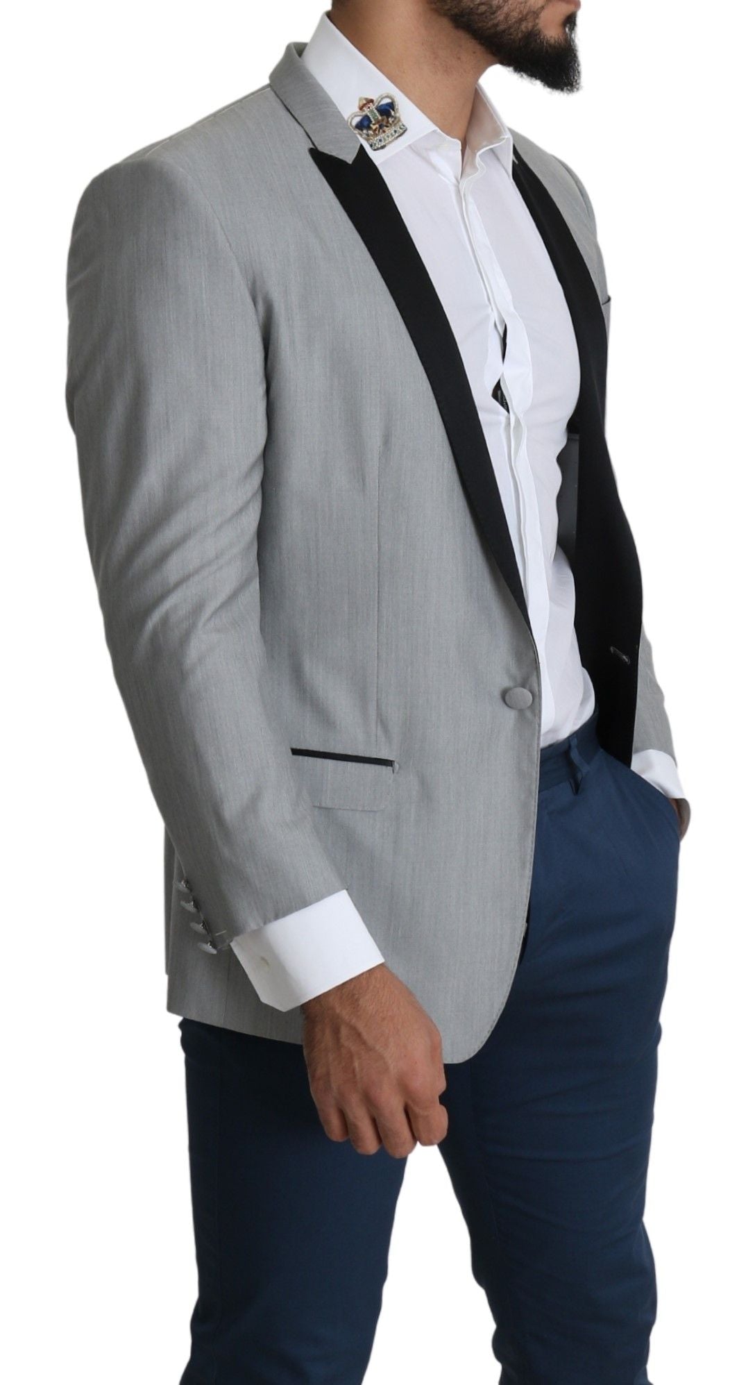 Eleganter Blazer aus Seidenmischung in Hellgrau