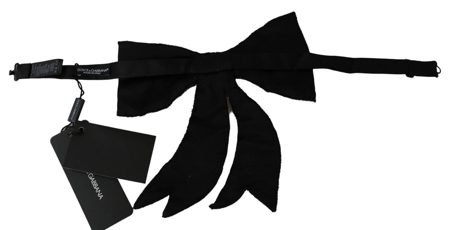 Silver Tone 100% Silk Crystal Embellished Women Bowtie