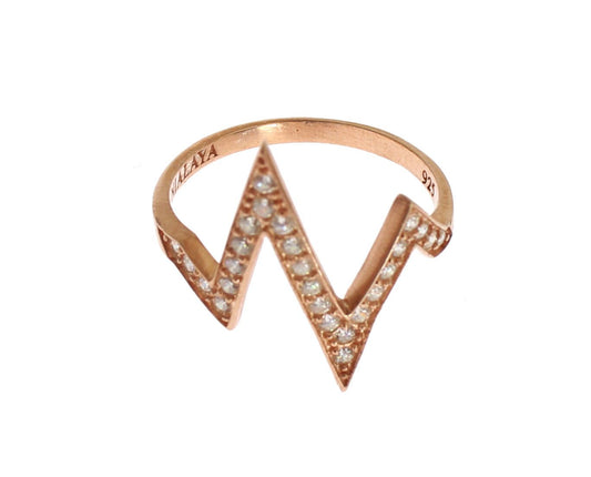 Elegante anillo de plata con incrustaciones de cristal rosa