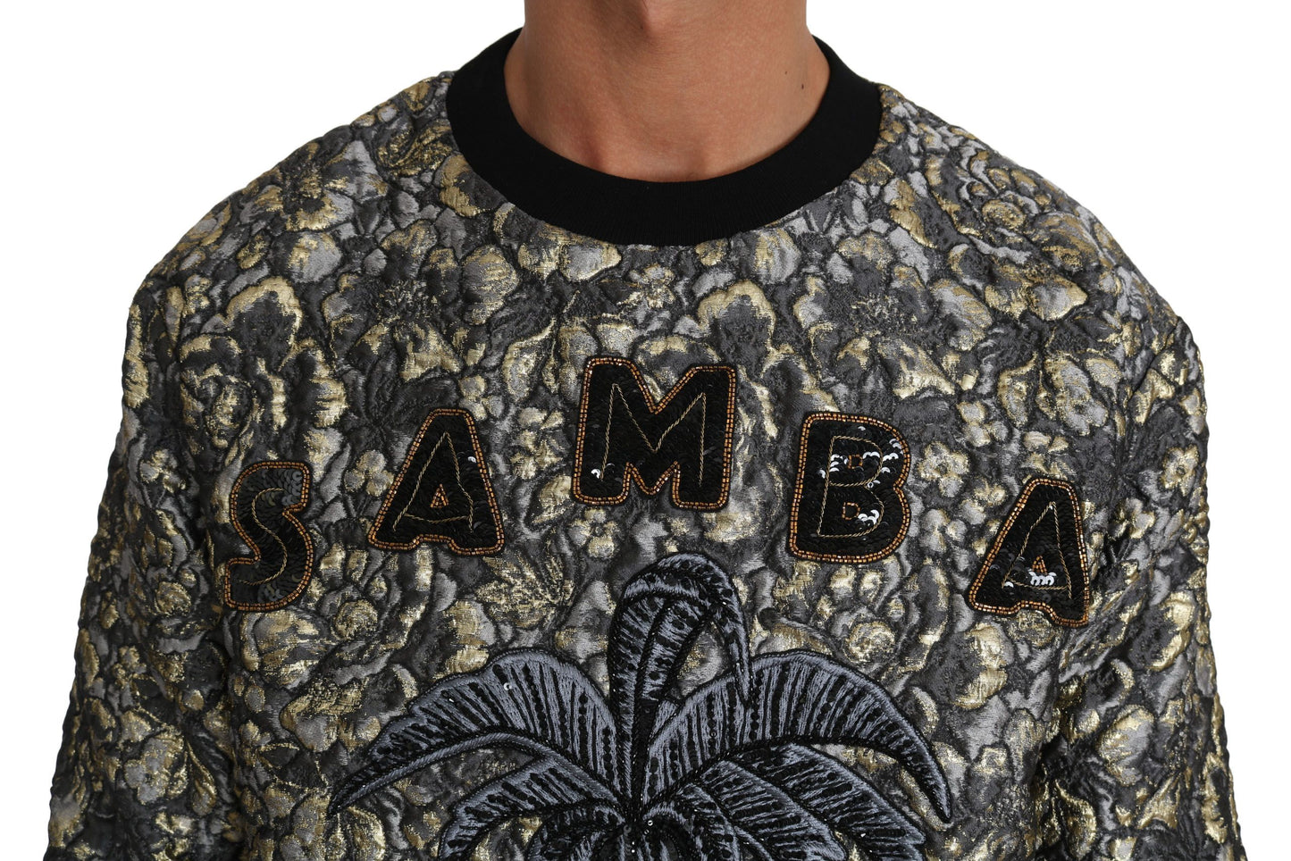 Suéter de cuello redondo con estampado de palmeras y jacquard de Samba