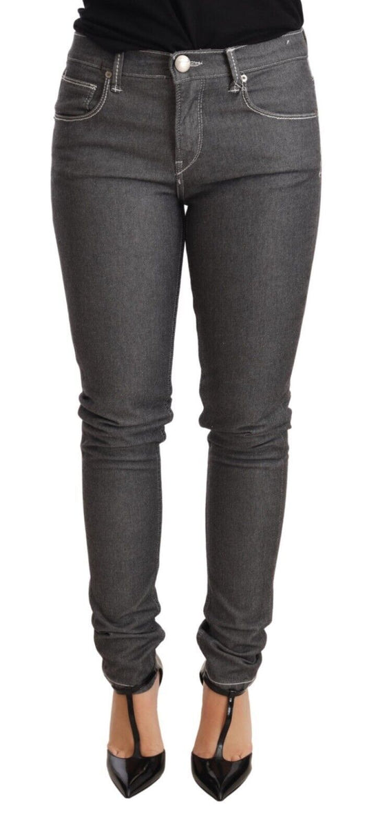 Elegantes jeans ajustados de cintura media en color gris