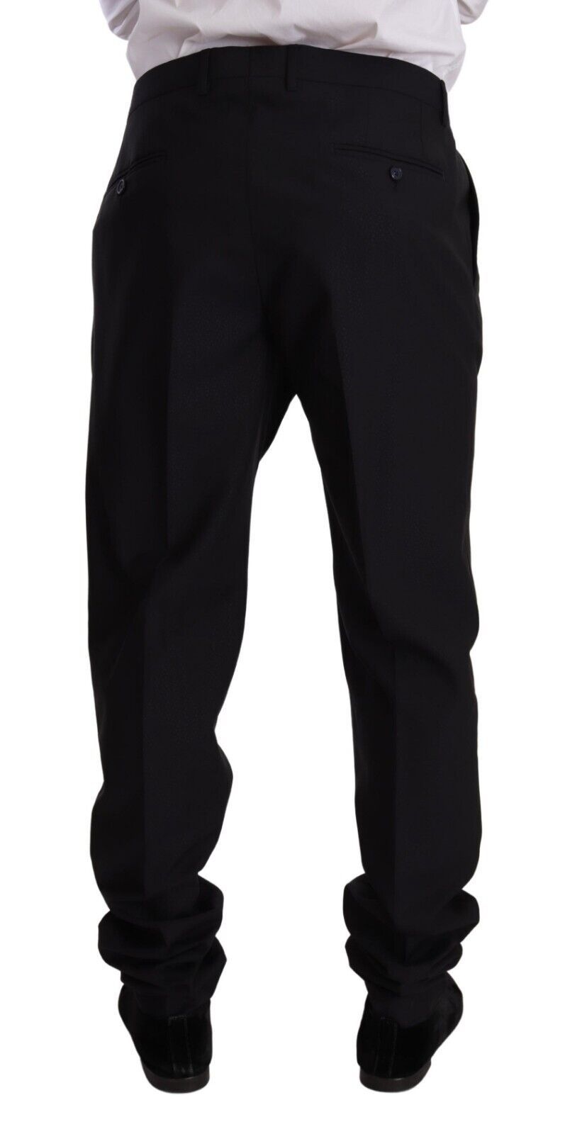 Eleganter, zweiteiliger Anzug aus Wolle und Seide in Marineblau mit schmaler Passform