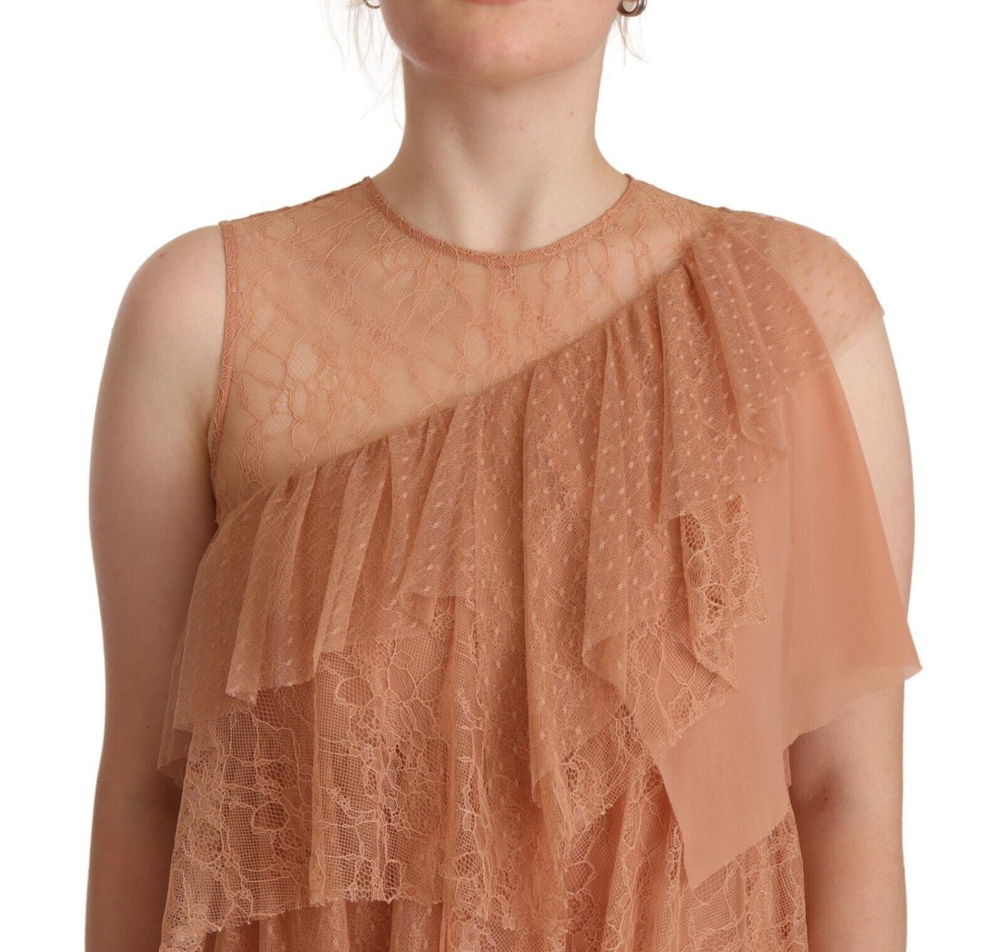 Schickes rosa ärmelloses Stufen-Minikleid