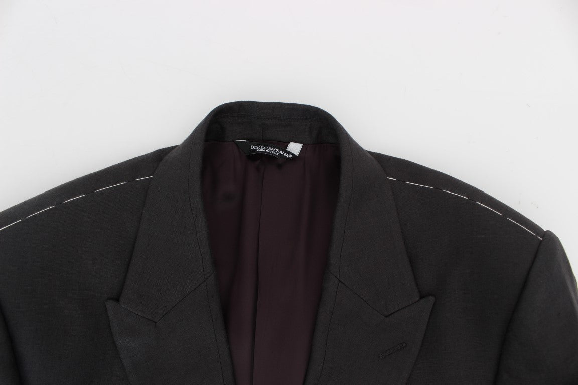 Eleganter grauer Slim Fit Blazer und Weste aus Leinen