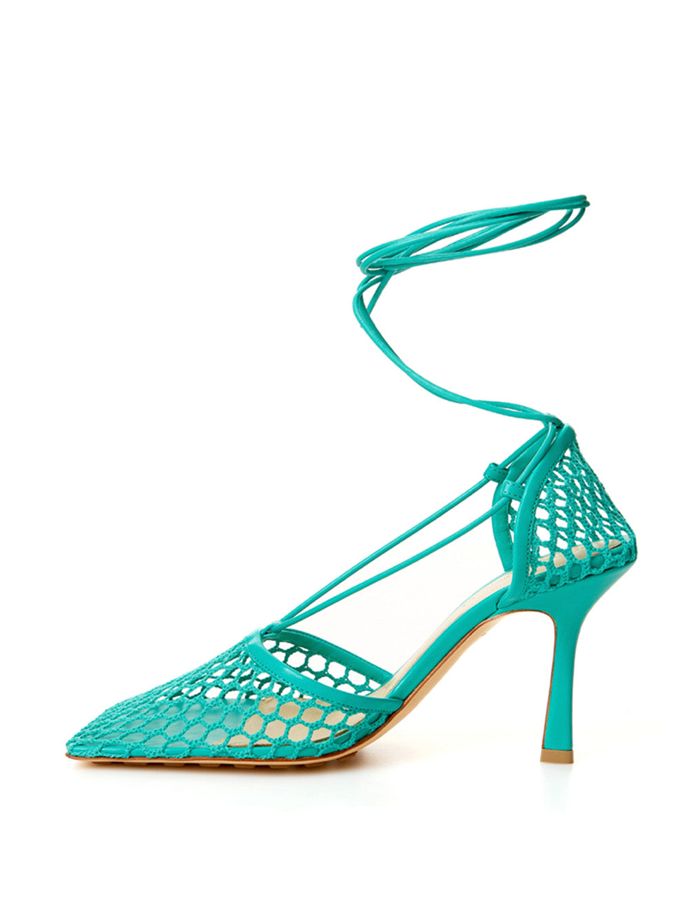 Zapatos de salón con ribete de piel elástica verde