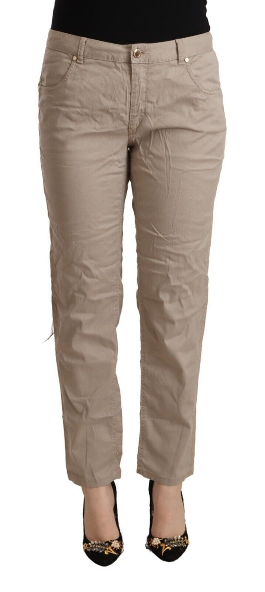 Beige Karottenhose mit mittelhohem Bund
