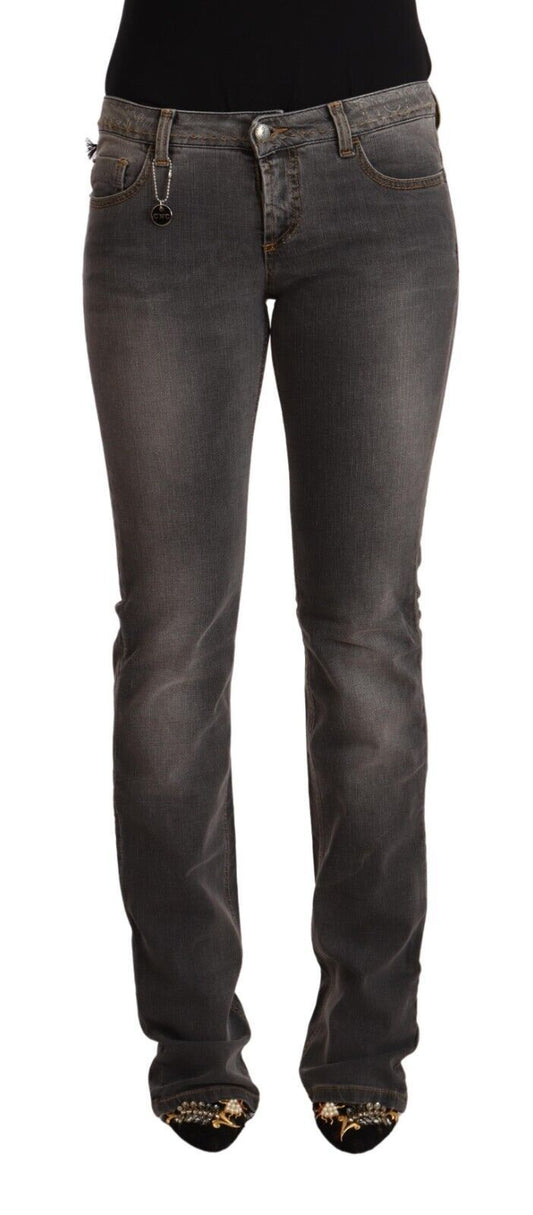 Schicker Skinny-Jeansstoff mit niedriger Taille in Grau