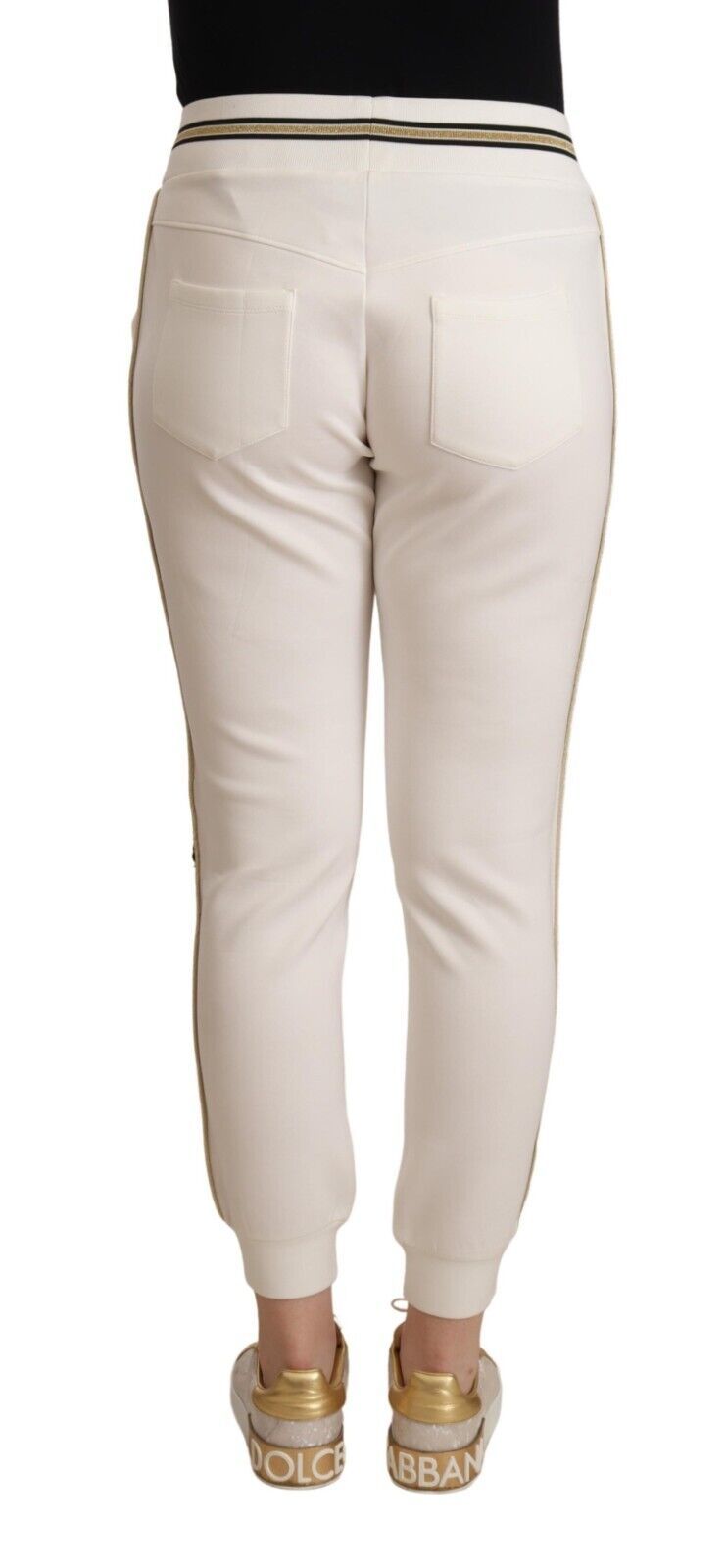 Pantalones deportivos elegantes de cintura media en color blanco