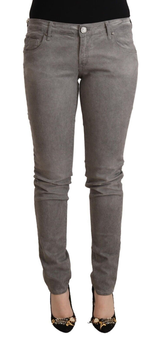 Vaqueros pitillo de algodón con cintura baja y elegantes de color gris