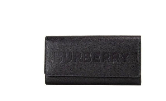 Cartera de mano con solapa y logotipo de marca en relieve de piel granulada negra Porter