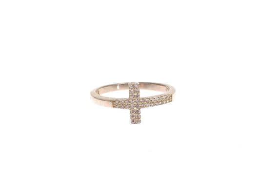 Anillo de plata con cruz de circonitas cúbicas
