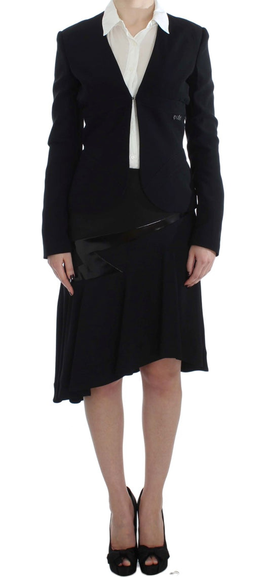 Eleganter zweiteiliger Kostümrock in Schwarz & Blau