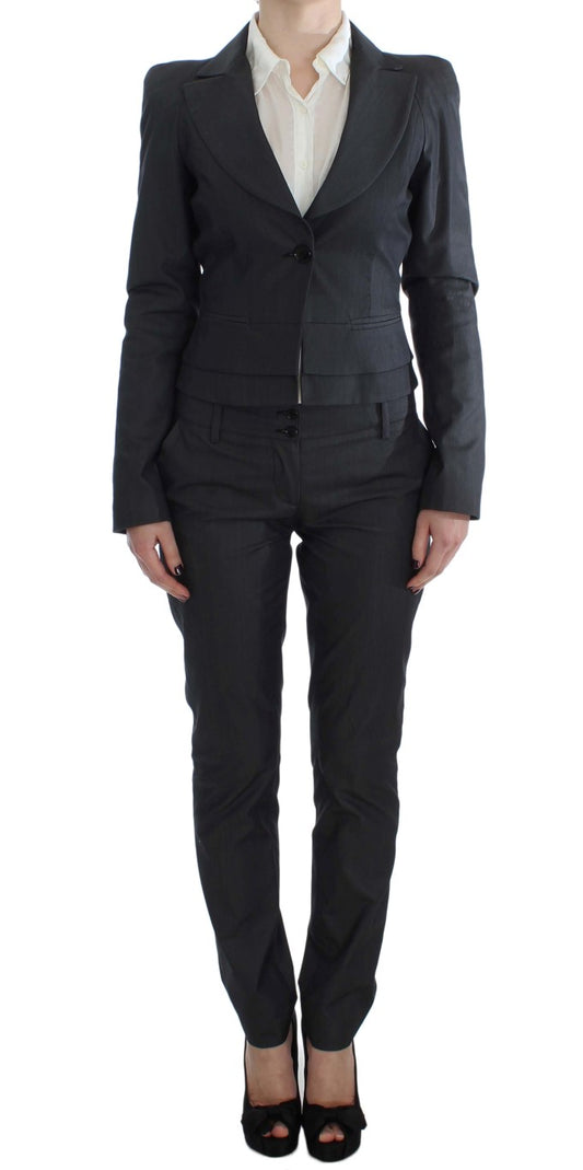 Conjunto elegante de pantalón y pantalón de mezcla de algodón gris