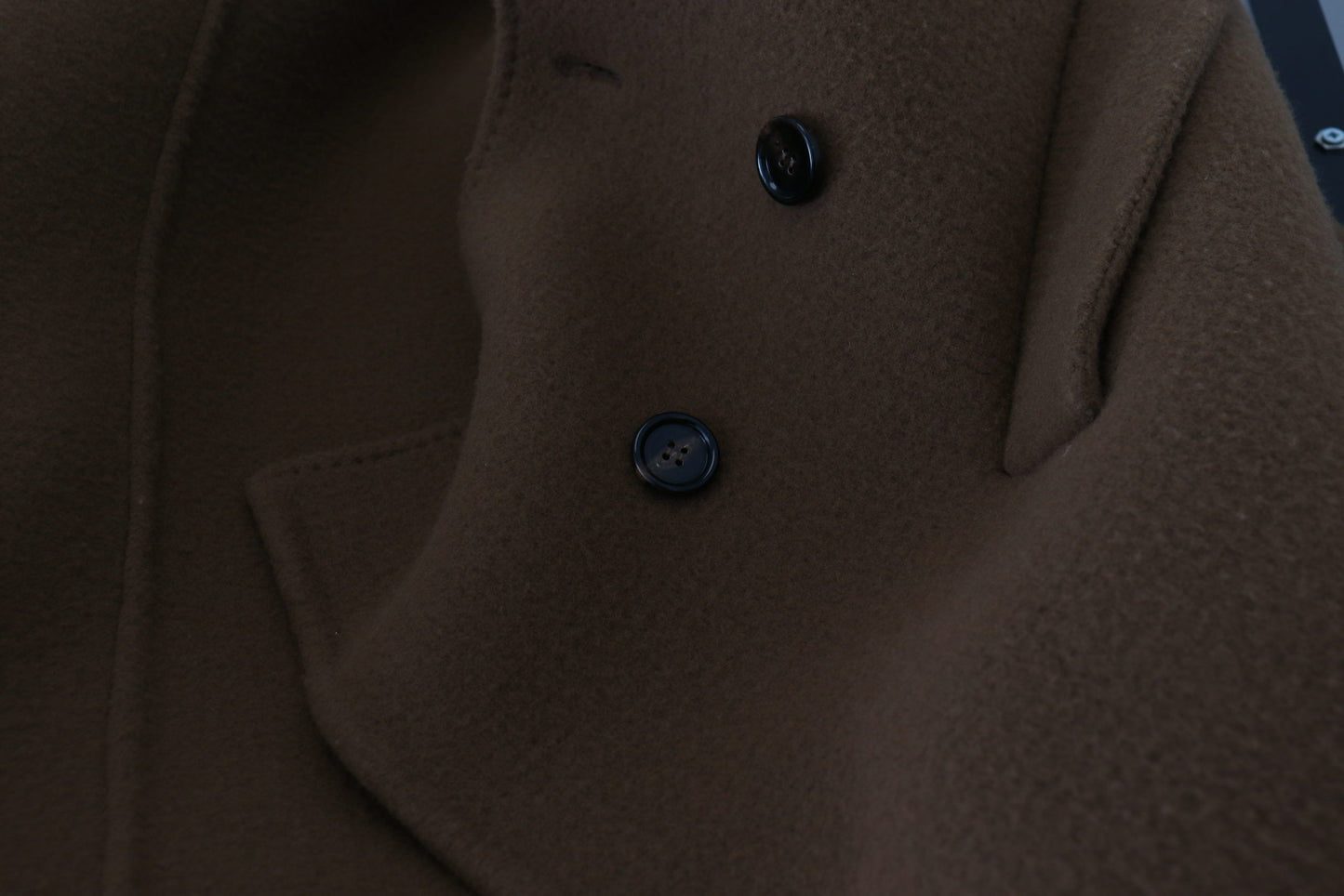 Brown Nylon Double Breasted Coat Jacket