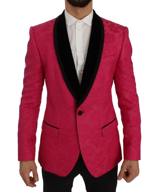Einreihiger Blazer aus floralem Brokat
