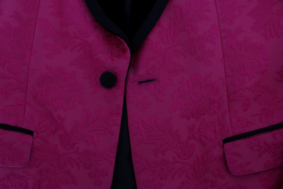 Einreihiger Blazer aus floralem Brokat
