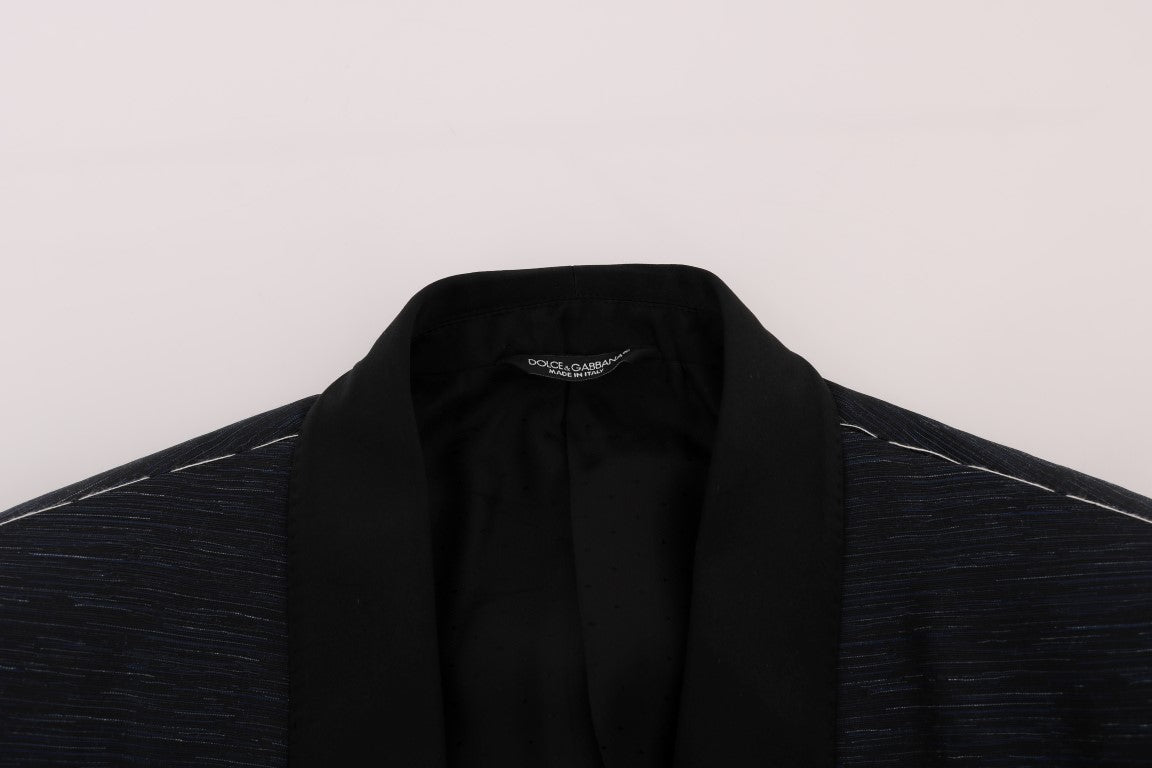 Elegantes blau-schwarzes Slim Fit Anzug-Ensemble
