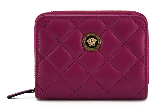 Elegante cartera de piel acolchada de color morado