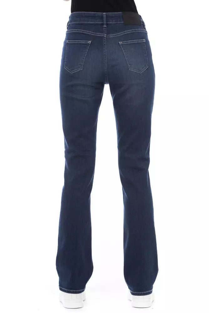 Vaqueros de algodón azul para mujer