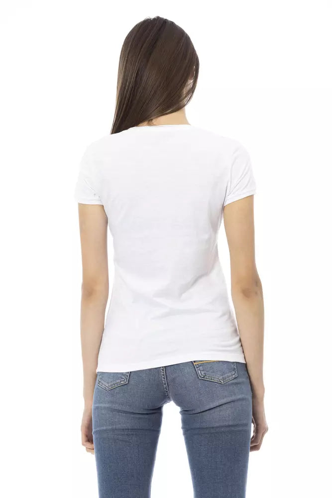Weißes Damen-T-Shirt aus Baumwolle
