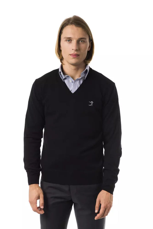 Schwarzer Herrenpullover aus Merinowolle