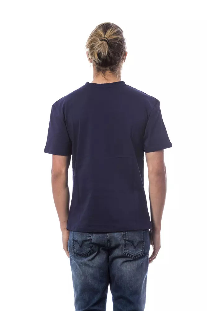 Camiseta de algodón azul para hombre
