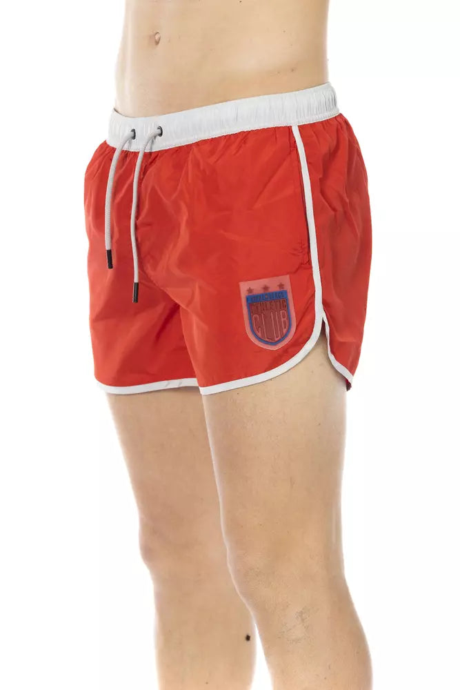 Bañador corto de poliéster rojo para hombre