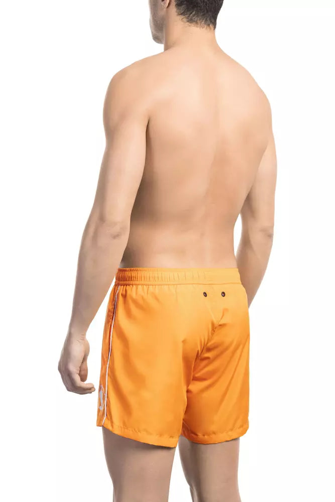 Orangefarbene Badeshorts aus Polyester für Herren
