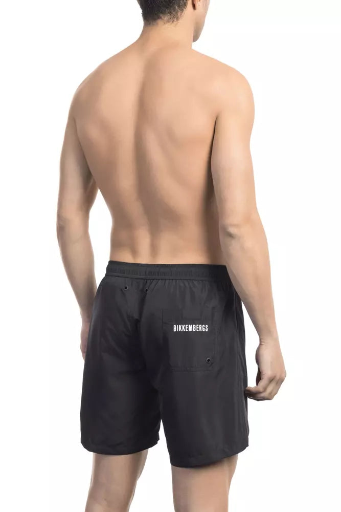 Bañador corto de poliéster negro para hombre