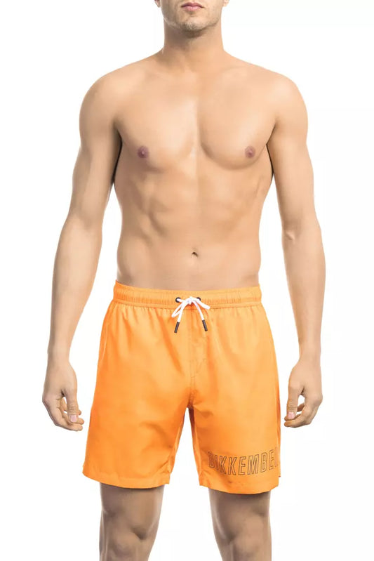 Bañador corto de poliéster naranja para hombre