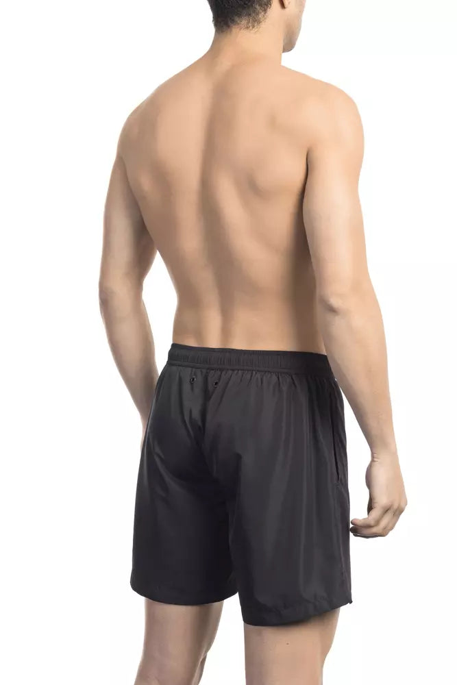 Bañador corto de poliéster negro para hombre