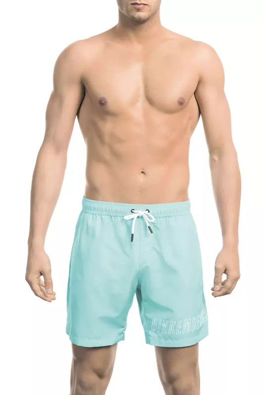 Bañador corto de poliéster azul claro para hombre