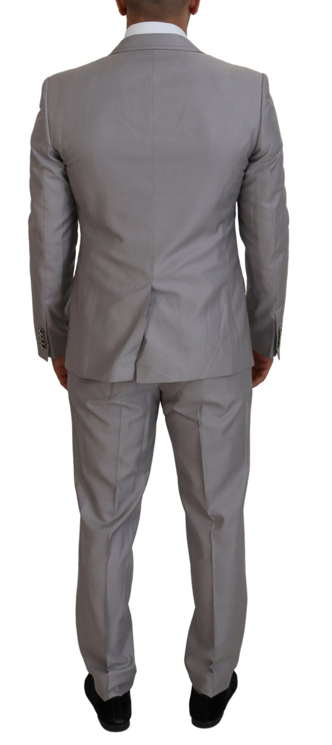 Eleganter silberner dreiteiliger Slim Fit Anzug