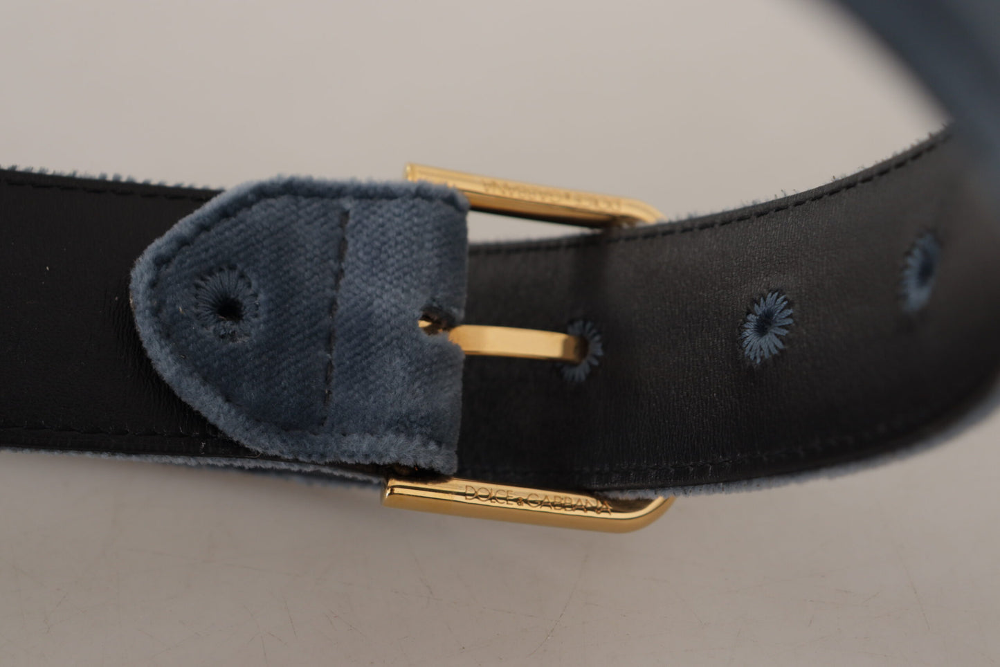 Eleganter marineblauer Designer-Gürtel aus Samt