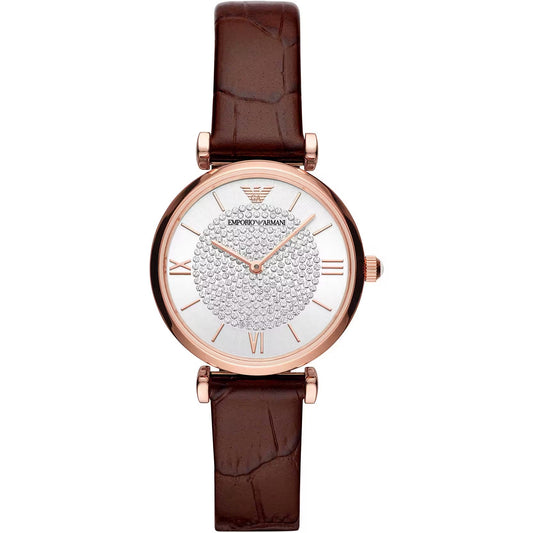 Elegante reloj de piel color burdeos para mujer