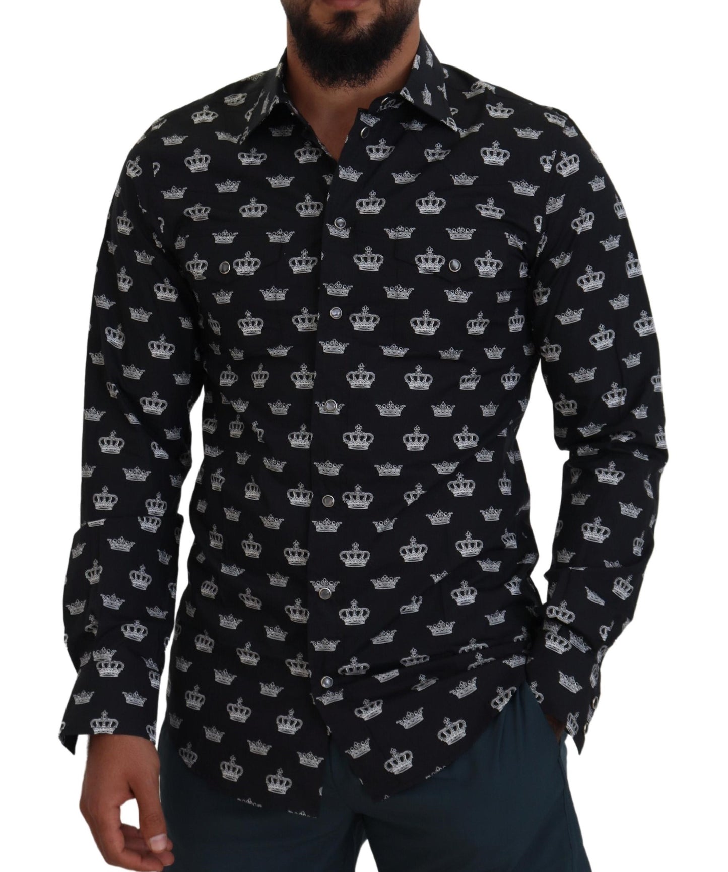 Black Crown Print GOLD Slim Shirt