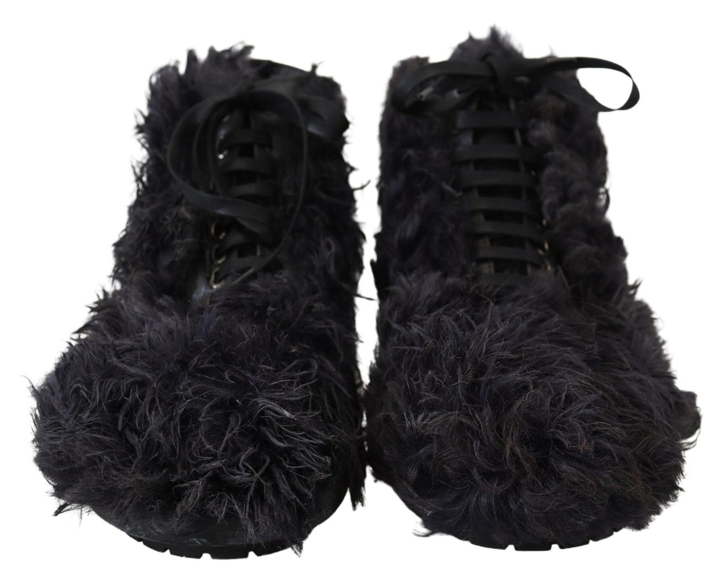 Schwarze Stiefeletten aus Lammfellleder