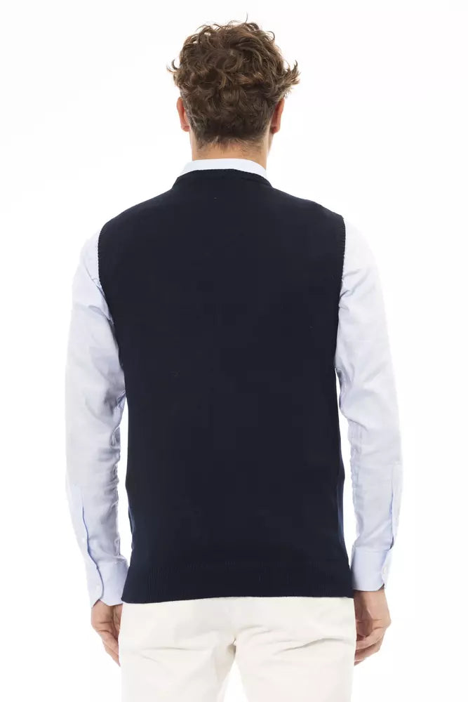 Chaleco de viscosa azul para hombre