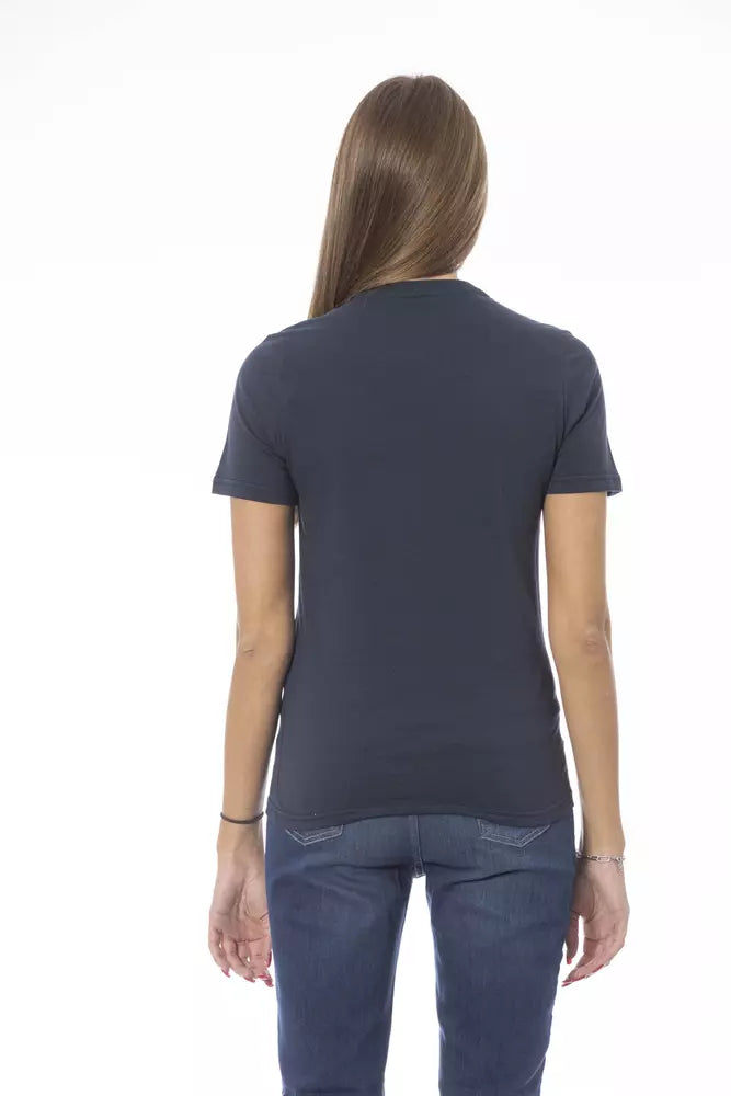 Camiseta de algodón azul para mujer