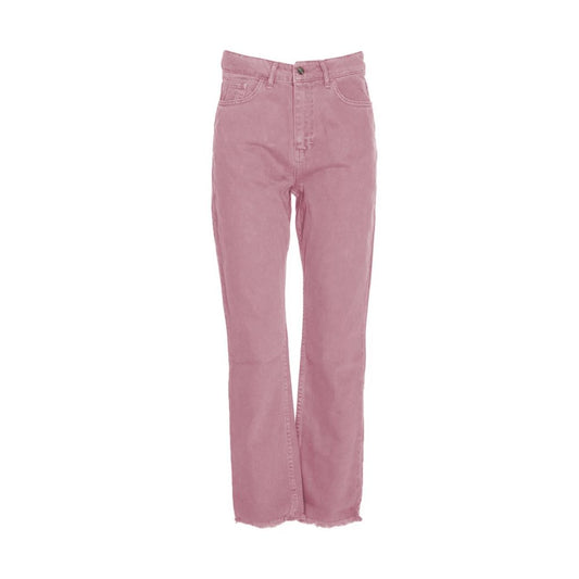 Vaqueros elegantes con corte en la parte inferior sin rematar en color rosa