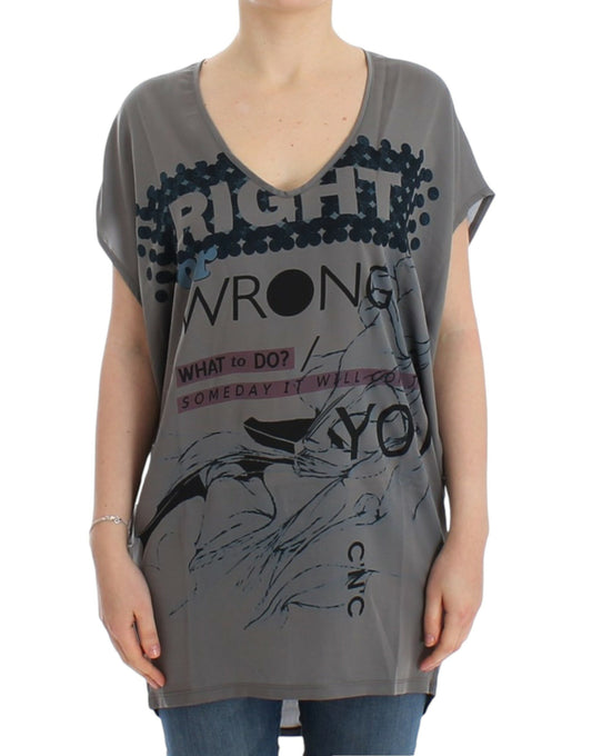 Elegante túnica con escote en V y estampado de motivos