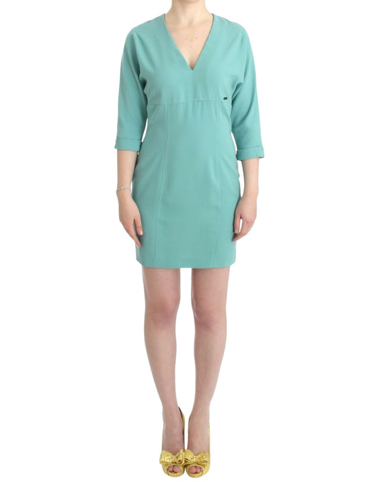 Elegante vestido verde midi con escote en V