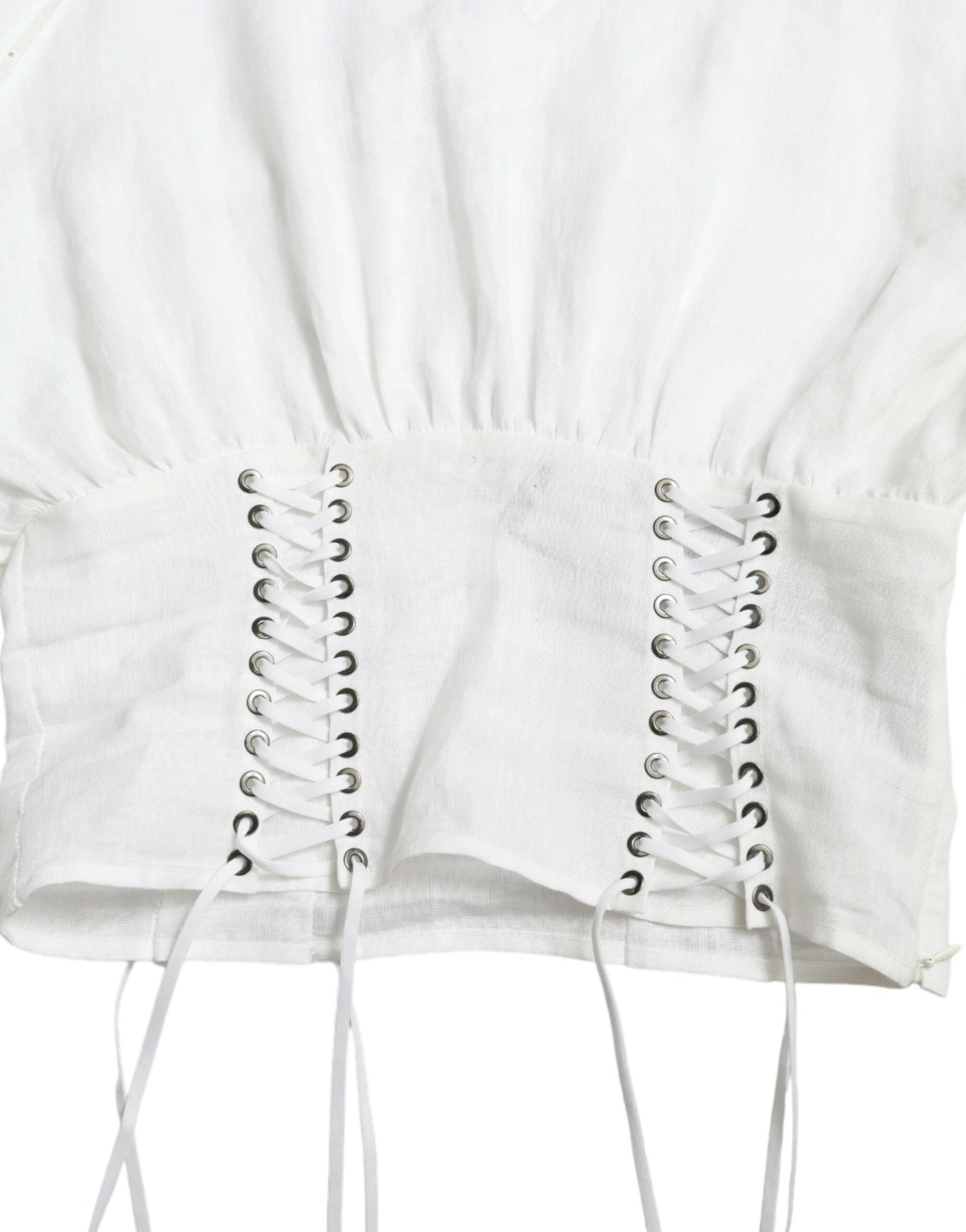 White Cotton Corset Cropped Long Sleeves Topclothing