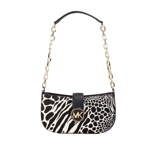 Bolso bandolera Carmen pequeño de piel de becerro negra