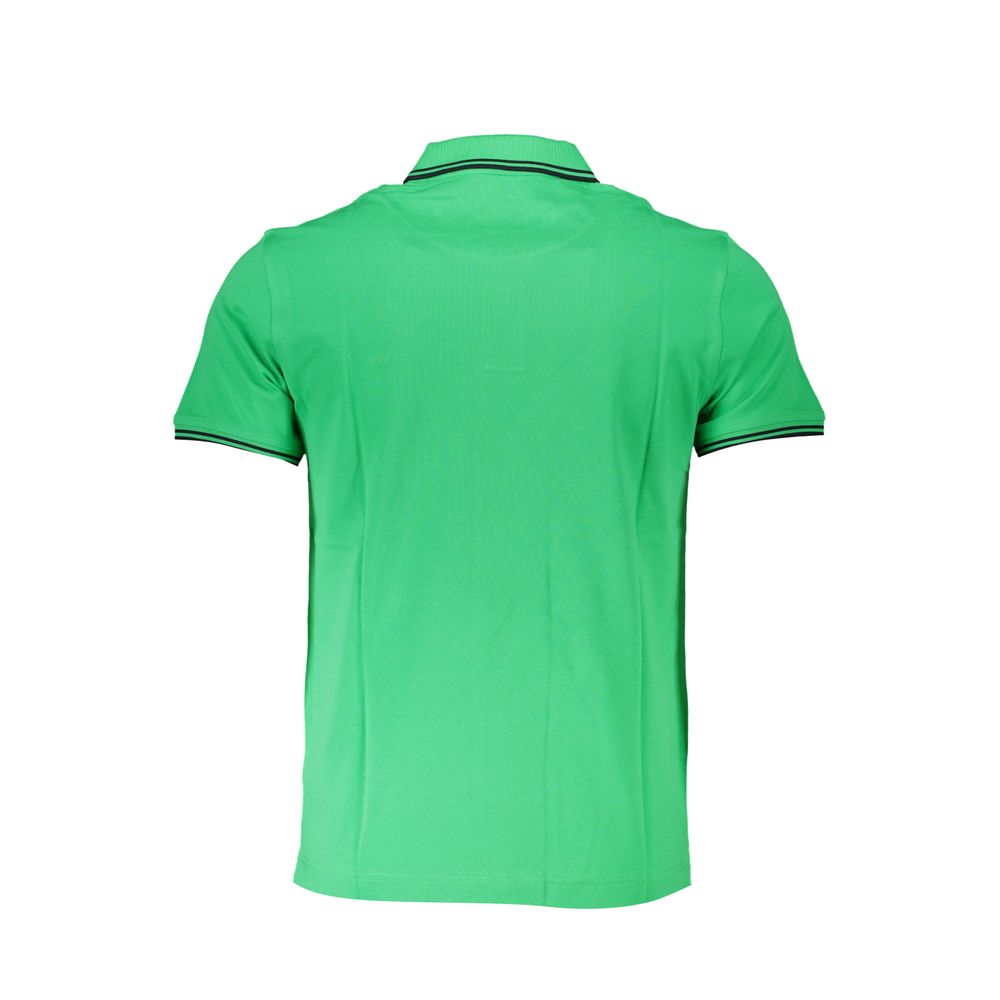Polo elegante de algodón verde con detalles en contraste
