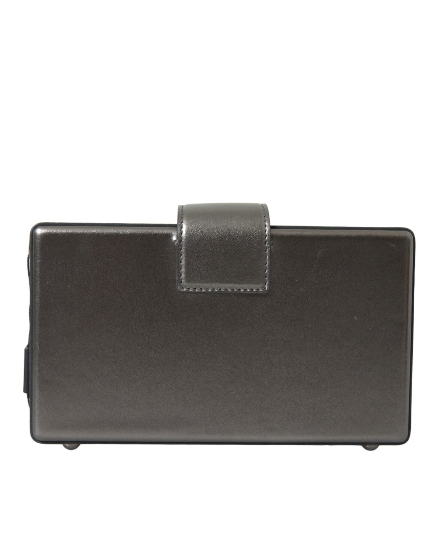 Schultertasche aus Kalbsleder in Metallic-Grau mit Kettenriemen