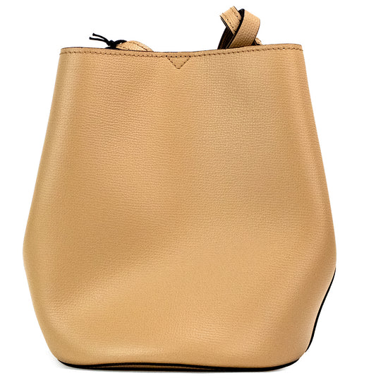 Bolso de mano tipo cubo Lorne Small Camel Haymarket Check Pebble Leather