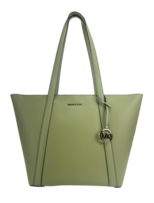 Bolso grande Pratt con cremallera para el hombro en color verde salvia claro